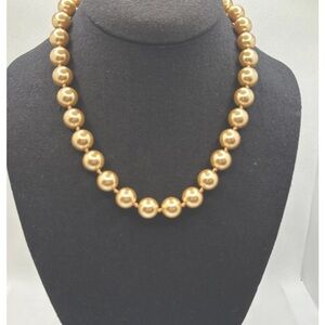 Vintage KJL Kenneth J Lane Goldtone Faux Pearl Necklace Knotted Classic Elegant